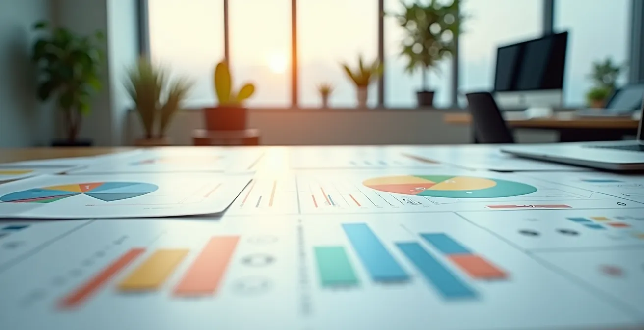 Minimalistisches Dashboard-Setup mit mehreren Informationsquellen