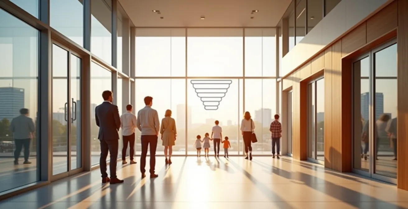 Systematischer Auswahlprozess für Mieter visualisiert als mehrstufiger Trichter