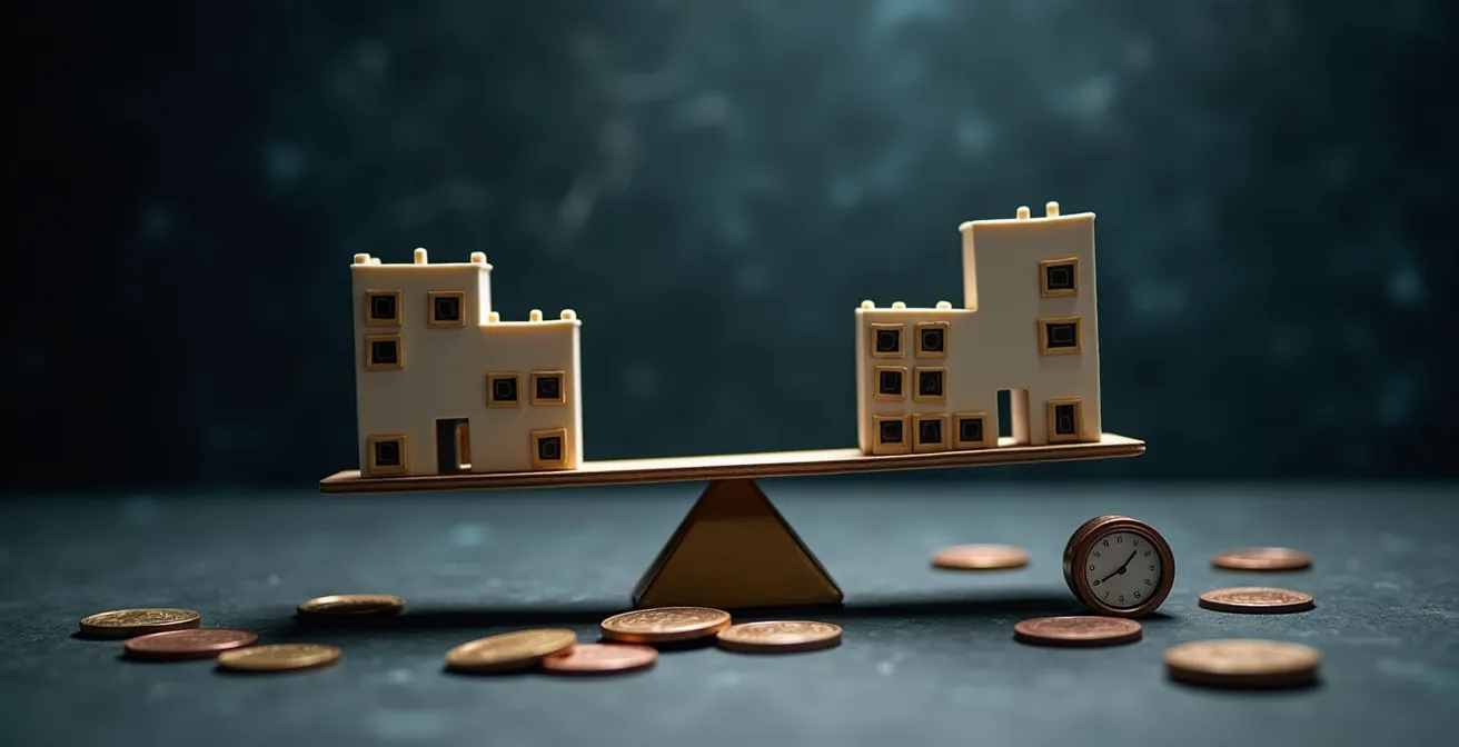 Visualisierung einer Risikomatrix für Immobilieninvestitionen mit verschiedenen Risikokategorien