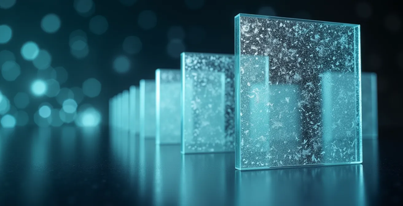 Abstrakte Darstellung von Informationsfilterung mit verschwommenen und klaren Elementen