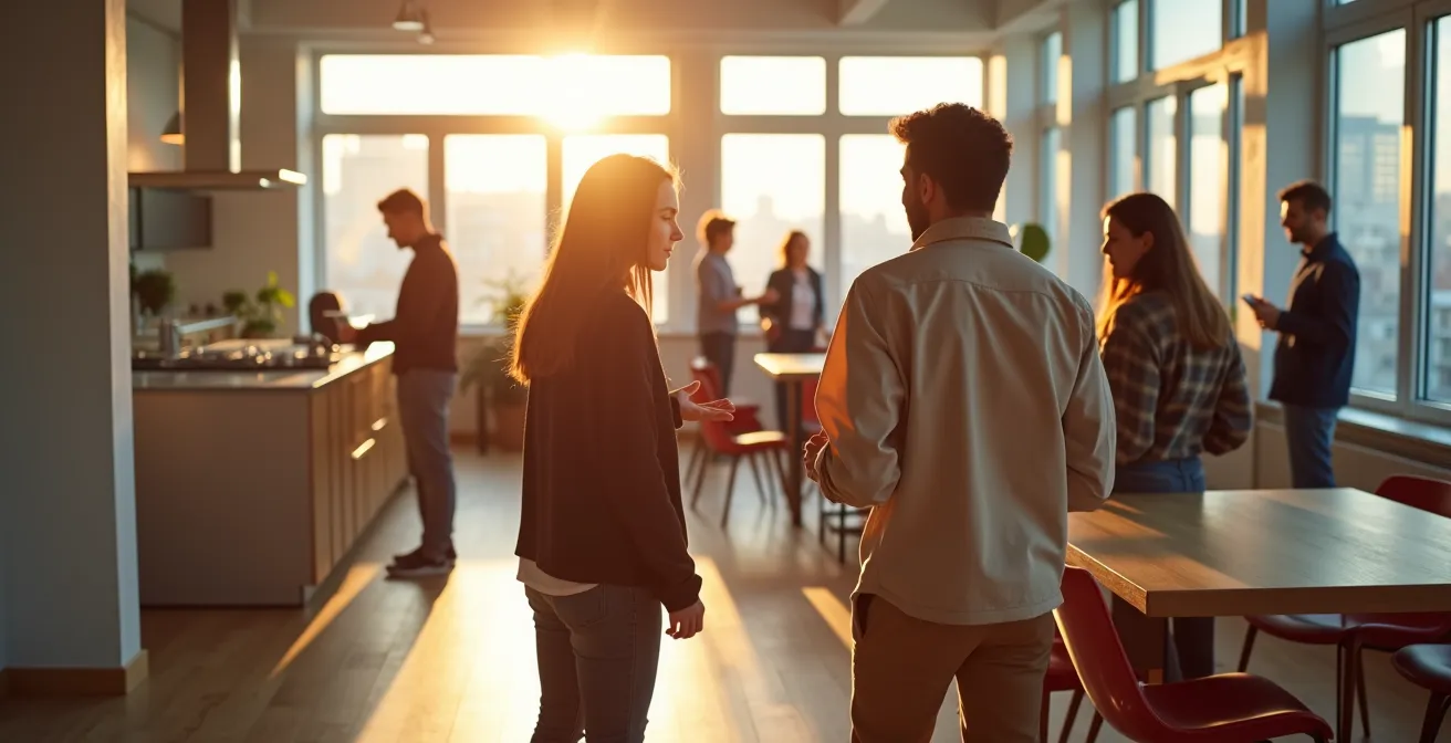 Modernes Co-Living-Konzept mit gemeinschaftlichen Wohnbereichen