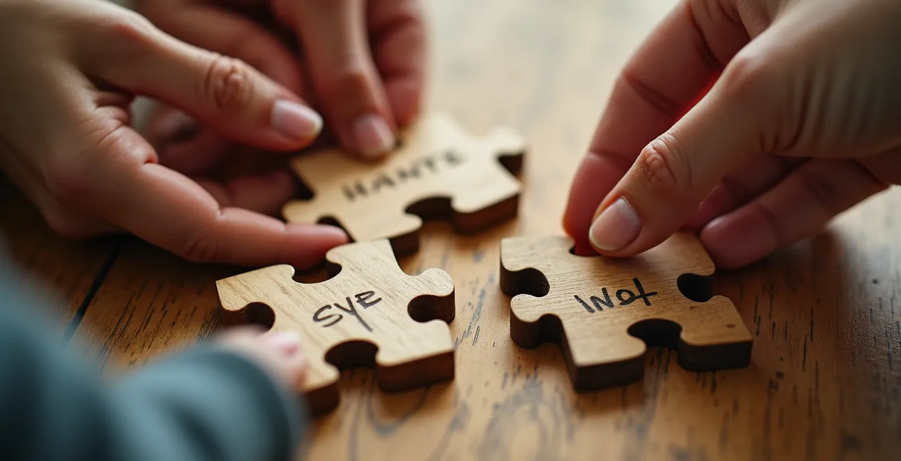 Nahaufnahme von Händen beim gemeinsamen Puzzlen als Metapher für Peer-Learning