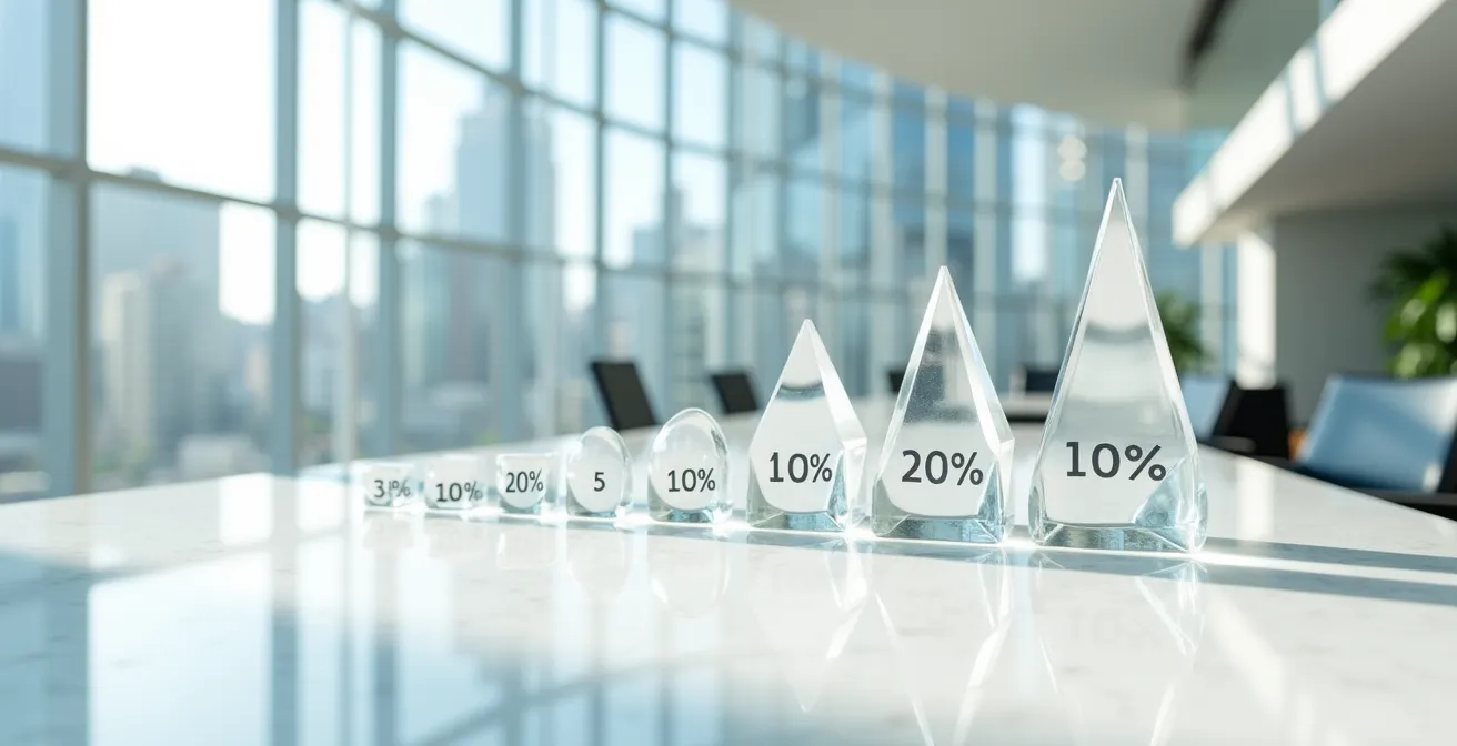 Abstrakte Darstellung der Steuerberechnung mit geometrischen Formen und Prozentanteilen