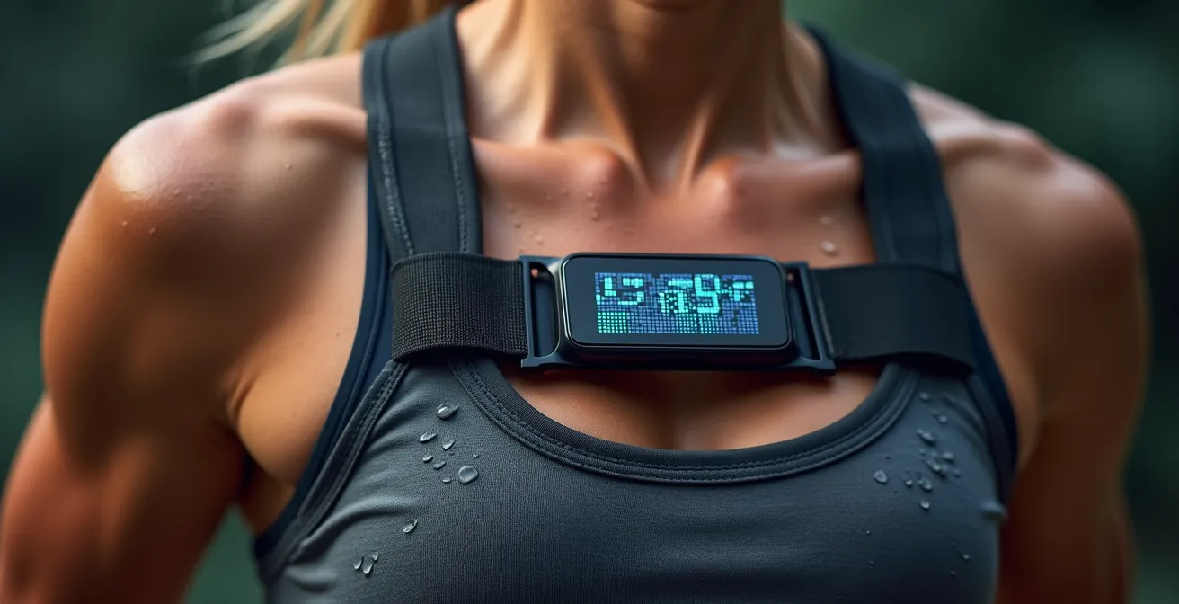 Nahaufnahme eines Läufers mit Brustgurt und Smartwatch im direkten Vergleich